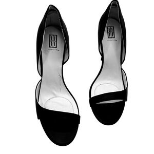 New! Elegant Black Leather Stiletto Heels